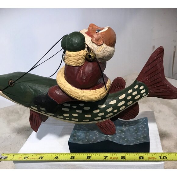 House Of Hatten Santa On Fish Figurine By Rodney Weeseberg 10" - Picture 10 of 10